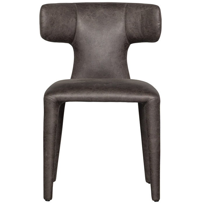 WOOOD Permit Eetkamerstoelen - Leerlook - Zwart|Grijs - Set van 6
