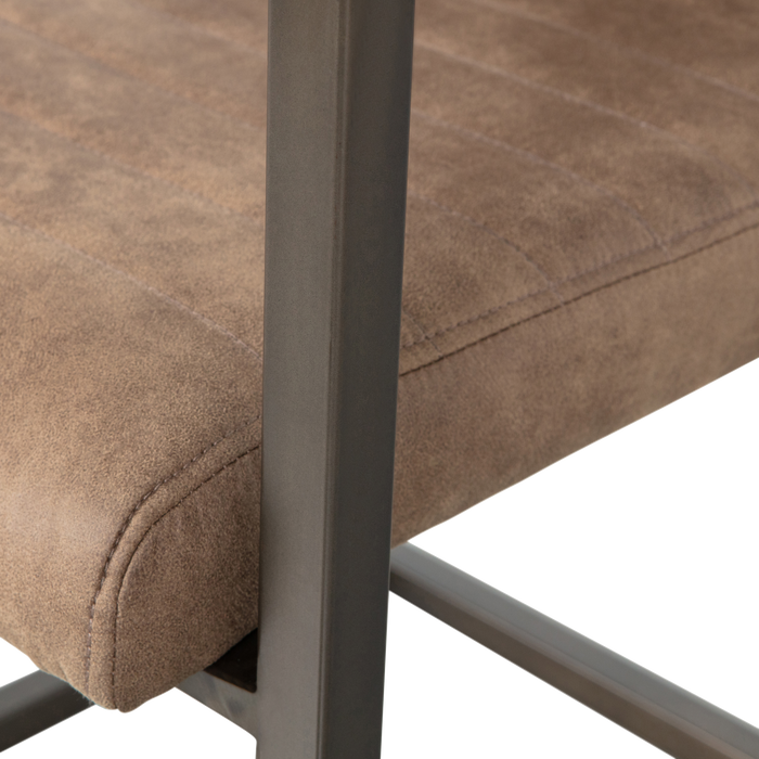 WOOOD Bas Eetkamerstoelen - Leerlook - Taupe - Set van 6