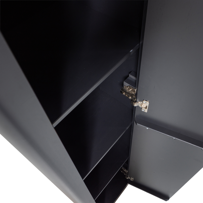 WOOOD Gunnar Smalle Hoge Kast - Grenen - Matzwart - 217x45x39