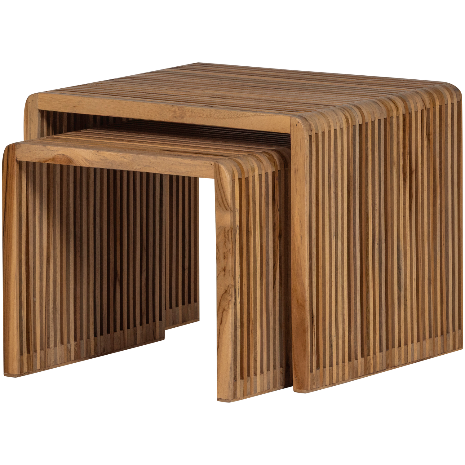 WOOOD Jasmijn Bijzettafels - Recycled Teak - Naturel - Set van 2
