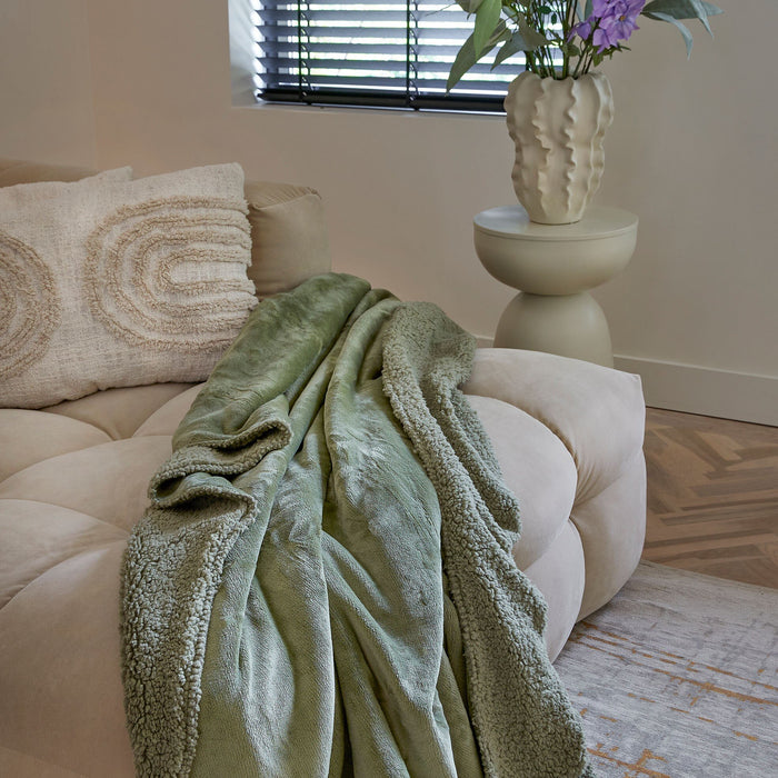 Mica Decorations Bronte Fleece Plaid - L200 x B150 cm - Lichtgroen