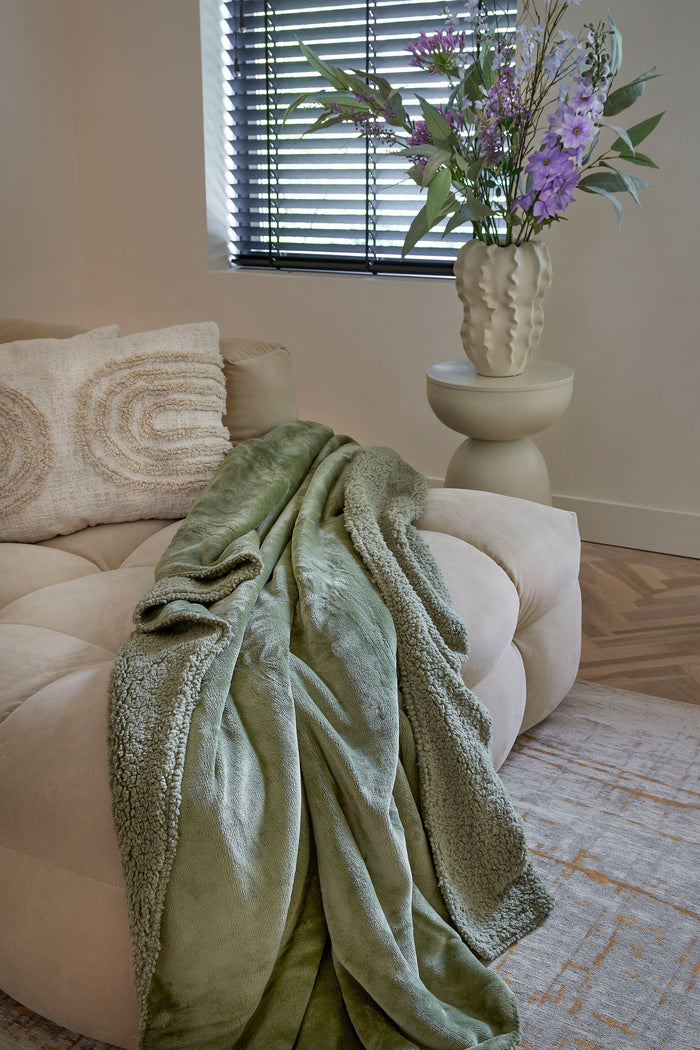 Mica Decorations Bronte Fleece Plaid - L200 x B150 cm - Lichtgroen