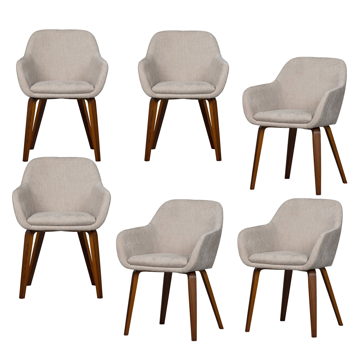 vtwonen Base Eetkamerstoelen - Velvet Melange - Zand - Set van 6