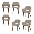 WOOOD Murat Eetkamerstoelen Houten Bruine Poot - Naturel - Set van 6