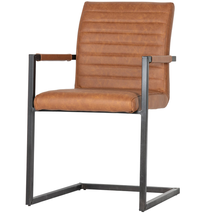 WOOOD Bas Eetkamerstoelen - Pu - Cognac - Set van 6