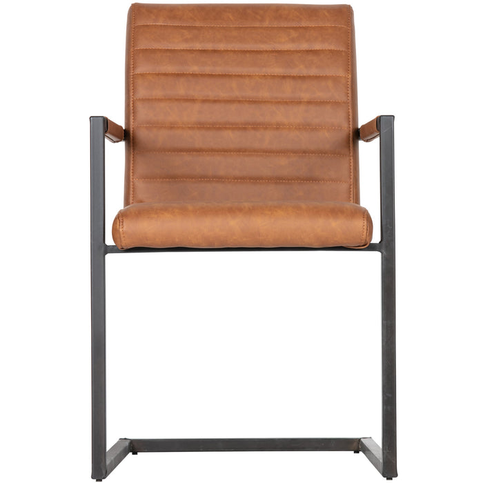 WOOOD Bas Eetkamerstoelen - Pu - Cognac - Set van 6