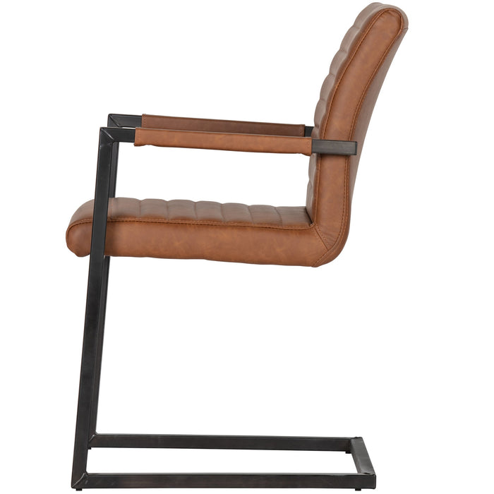 WOOOD Bas Eetkamerstoelen - Pu - Cognac - Set van 6