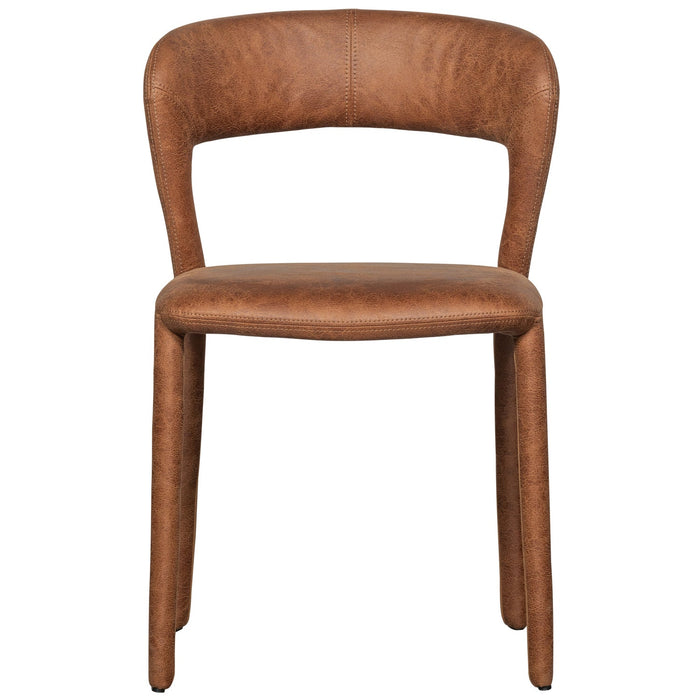 WOOOD Noble Eetkamerstoelen - Leerlook - Cognac - Set van 6