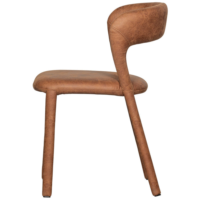 WOOOD Noble Eetkamerstoelen - Leerlook - Cognac - Set van 6