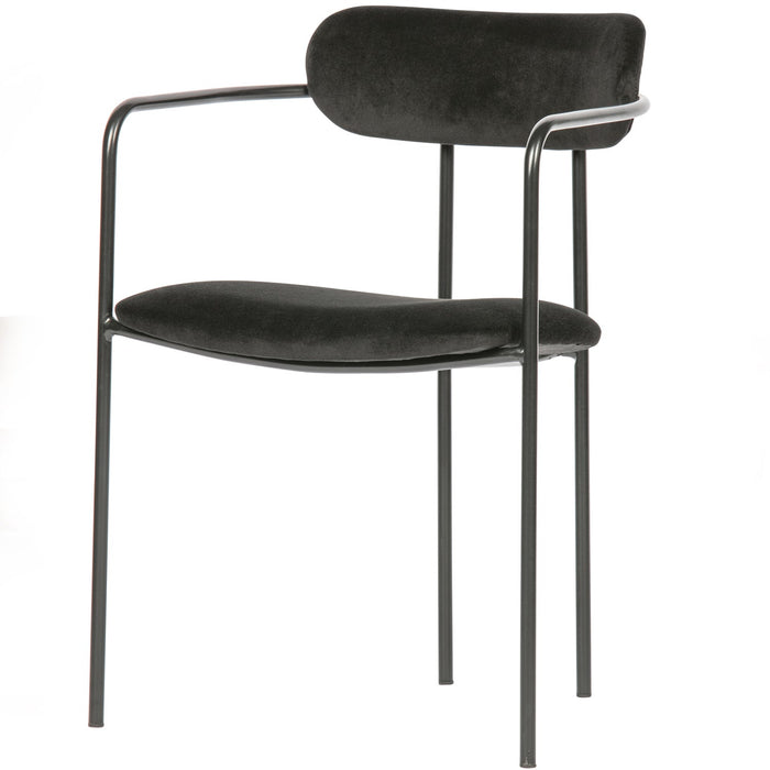 WOOOD Ivy Eetkamerstoelen - Fluweel - Zwart - Set van 6