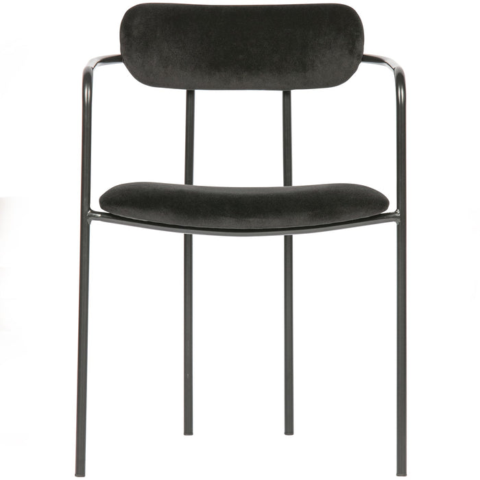 WOOOD Ivy Eetkamerstoelen - Fluweel - Zwart - Set van 6