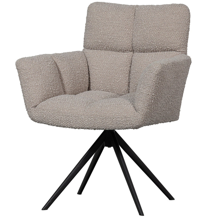 WOOOD Vinny Draaistoelen - Bouclé - Zand - Set van 6