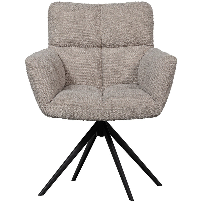 WOOOD Vinny Draaistoelen - Bouclé - Zand - Set van 6