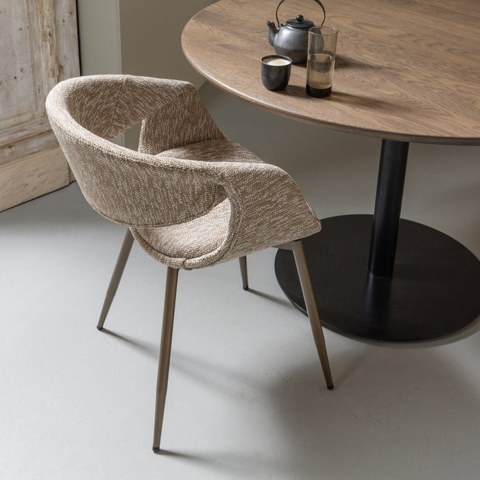 WOOOD Yossi Eetkamerstoelen Met Metalen Koper Poot - Zand - Set van 6