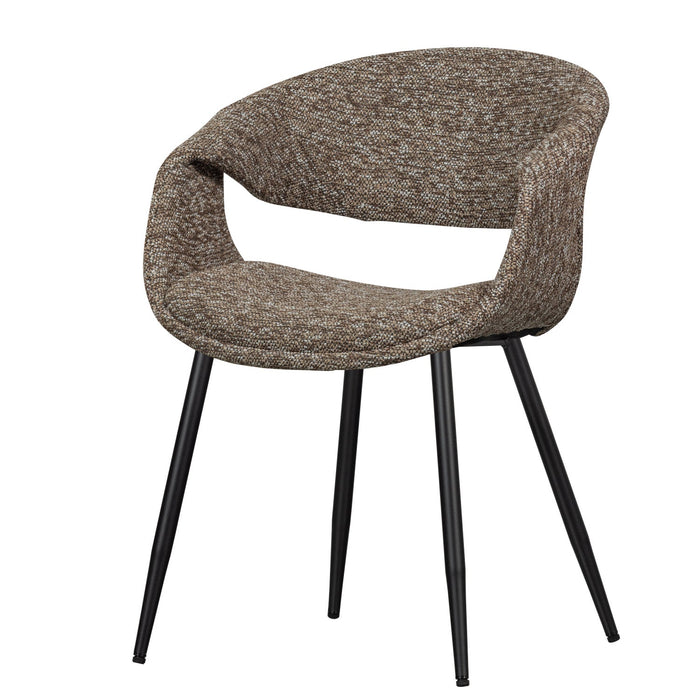 WOOOD Yossi Eetkamerstoelen Metalen Zwarte Poot - Bruin - Set van 6