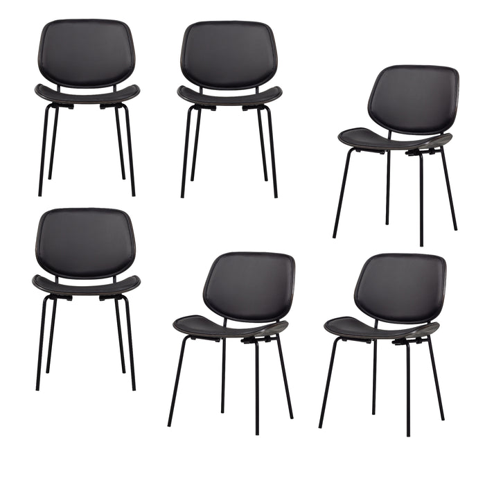 WOOOD Classic Eetkamerstoelen - Hout - Zwart|Walnoot - Set van 6