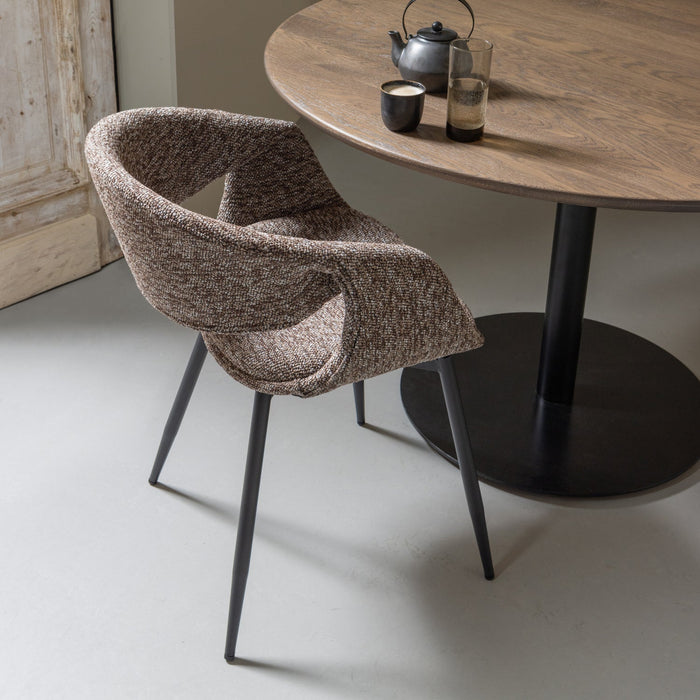 WOOOD Yossi Eetkamerstoelen Metalen Zwarte Poot - Bruin - Set van 6