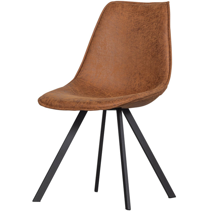 WOOOD Swen Eetkamerstoelen - Gerecycled Leer - Cognac - Set van 6