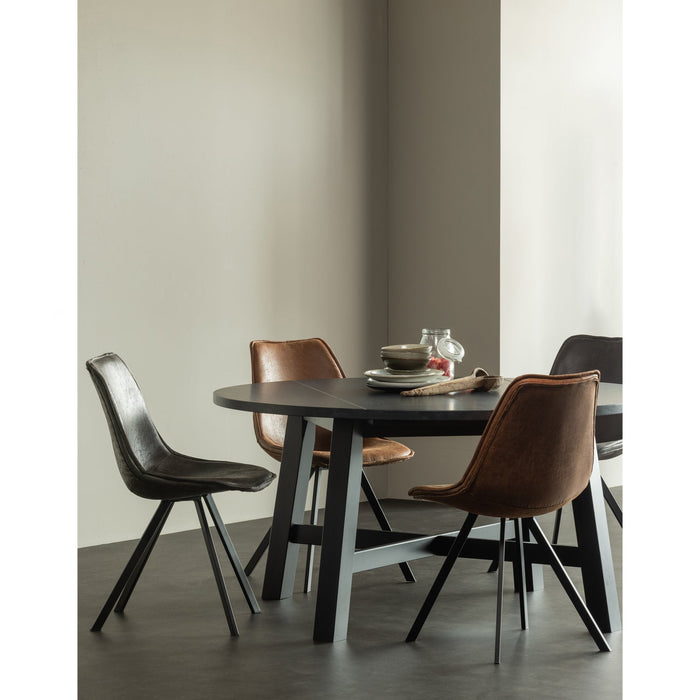 WOOOD Swen Eetkamerstoelen - Gerecycled Leer - Cognac - Set van 6