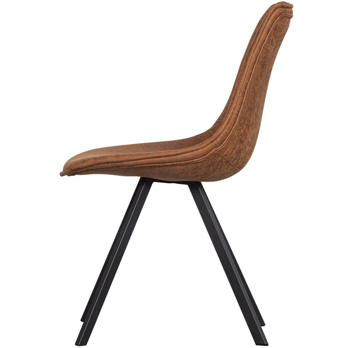 WOOOD Swen Eetkamerstoelen - Gerecycled Leer - Cognac - Set van 6