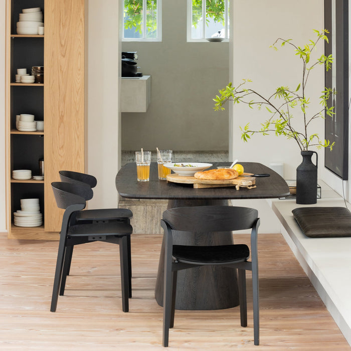 WOOOD Cras Eetkamerstoelen - Essenhout - Zwart - Set van 6