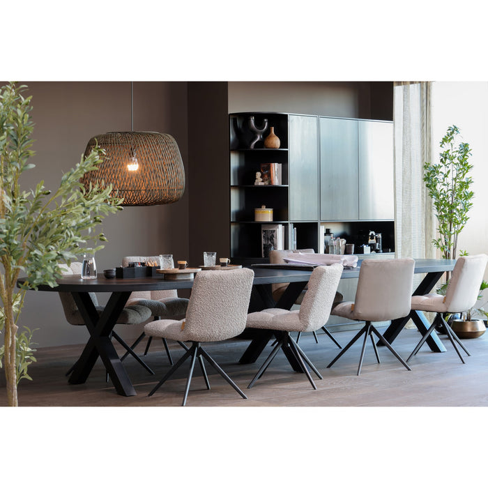 WOOOD Vinny Draaistoelen - Velvet - Zand - Set van 6