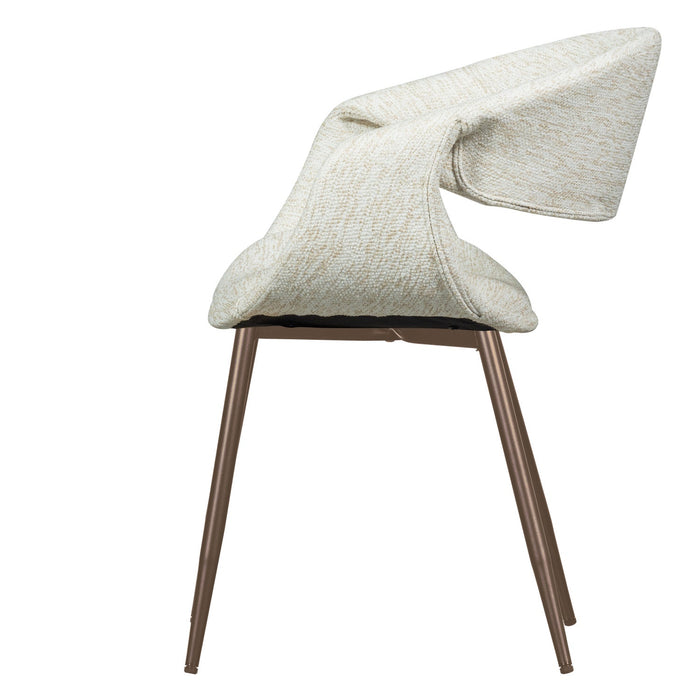WOOOD Yossi Eetkamerstoelen Metalen Koper Poot - Naturel - Set van 6