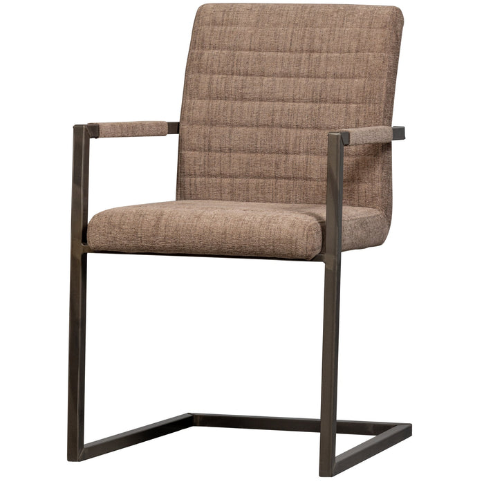 WOOOD Bas Eetkamerstoelen - Geweven Stof - Bruin Melange - Set van 6