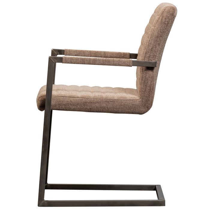 WOOOD Bas Eetkamerstoelen - Geweven Stof - Bruin Melange - Set van 6