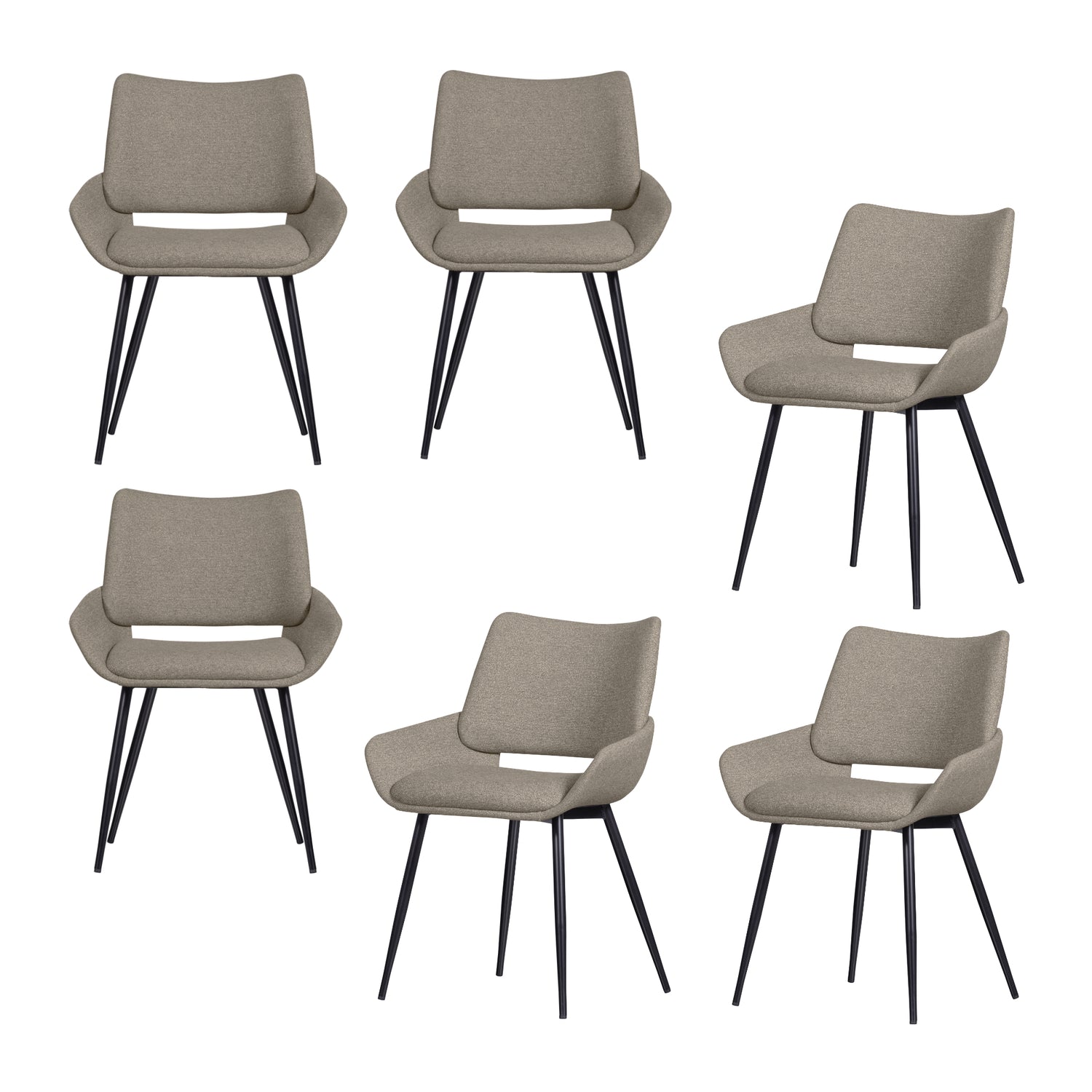 WOOOD Parade Eetkamerstoelen - Melange Stof - Zand - Set van 6