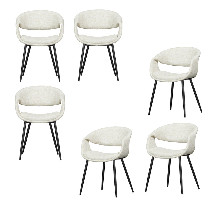 WOOOD Yossi Eetkamerstoelen Metalen Zwarte Poot - Naturel - Set van 6