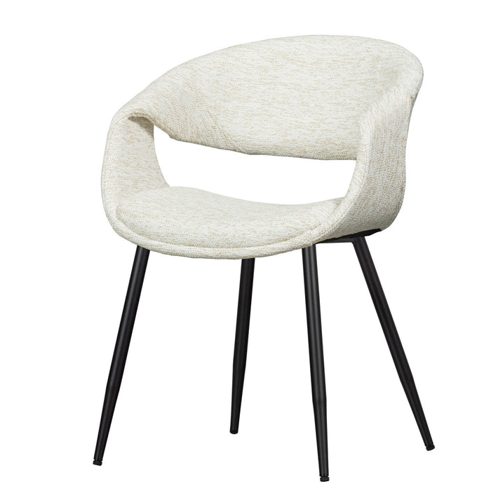 WOOOD Yossi Eetkamerstoelen Metalen Zwarte Poot - Naturel - Set van 6