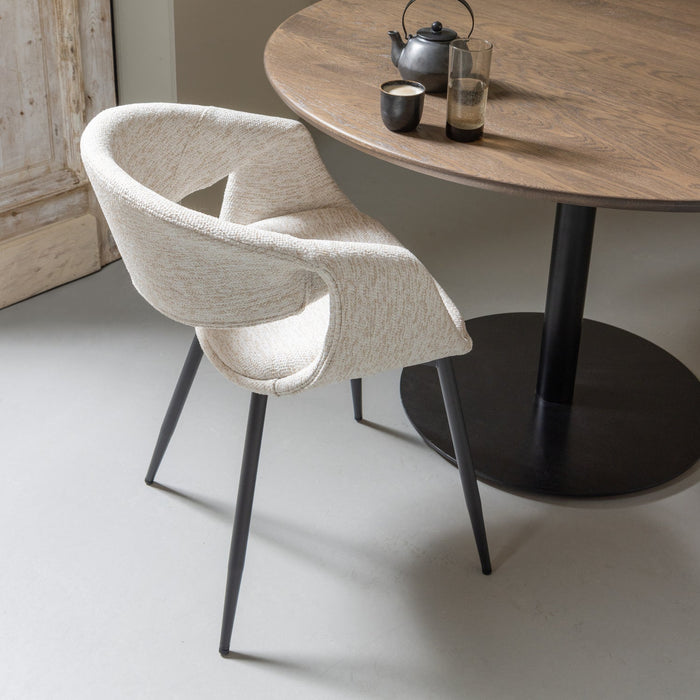 WOOOD Yossi Eetkamerstoelen Metalen Zwarte Poot - Naturel - Set van 6