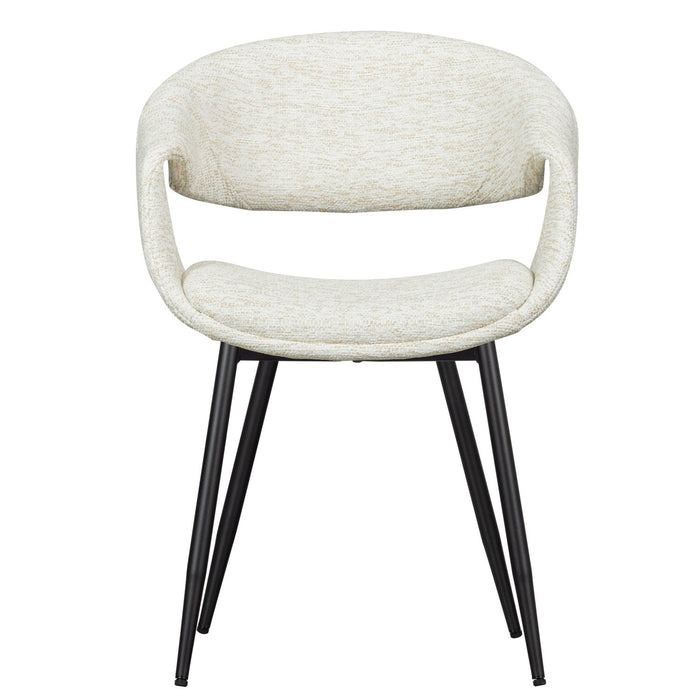 WOOOD Yossi Eetkamerstoelen Metalen Zwarte Poot - Naturel - Set van 6