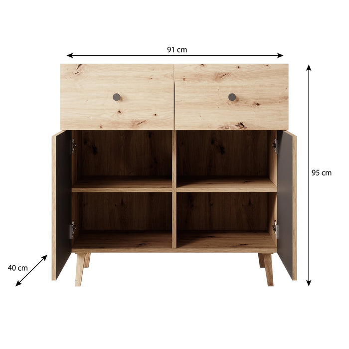 Meubella - Dressoir Bali - Eiken - 90 cm