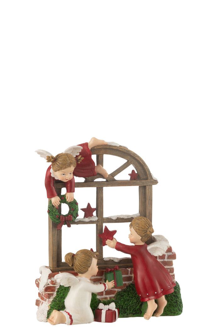 J-Line decoratie Engelen Venster - polyresin - mix - LED