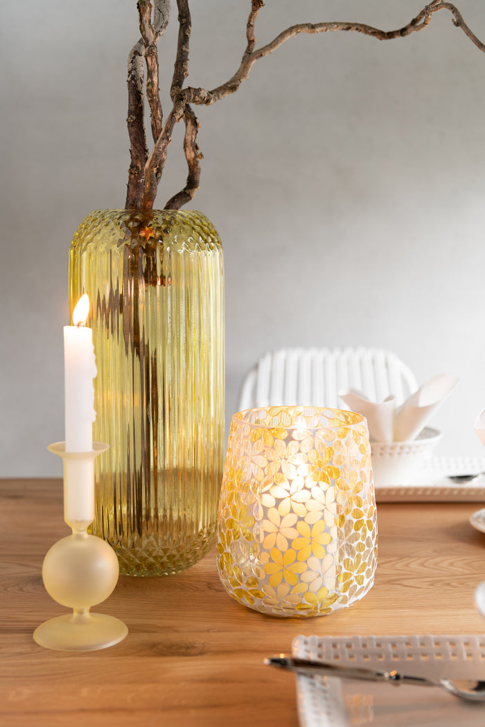 J-Line kandelaar Bal - glas - transparant|lichtgeel - small - 2 stuks