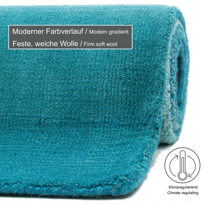 Theko Tapijt met kleurverloop Wool Comfort 70x140 cm - Turquoise