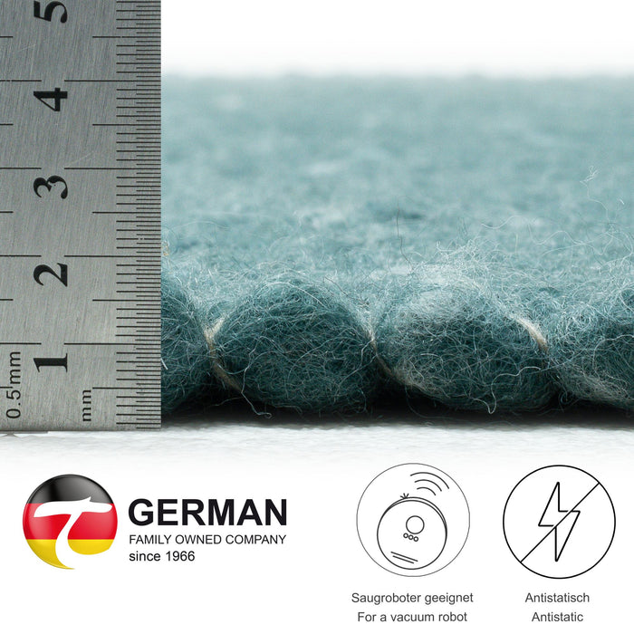 Theko Handgeweven wollen tapijt Alpen 120x180 cm - Petrolblauw