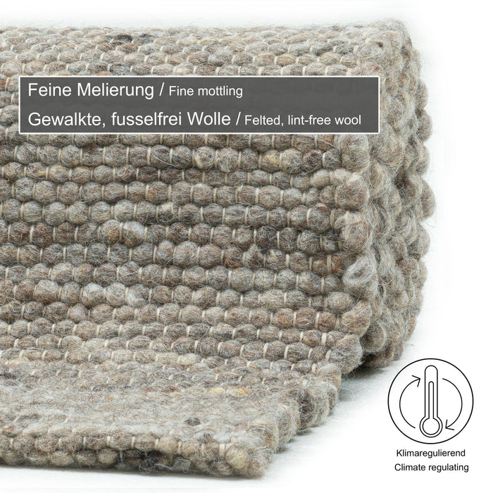 Theko Handgeweven wollen tapijt Alpen 190x250 cm - Bruin