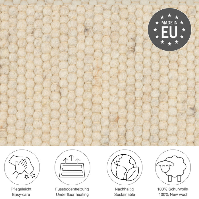 Theko Handgeweven wollen tapijt Alpen 90x160 cm - Natuurlijk