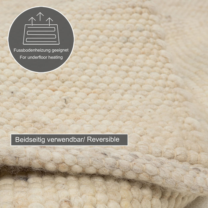 Theko Handgeweven wollen tapijt Alpen 90x160 cm - Natuurlijk