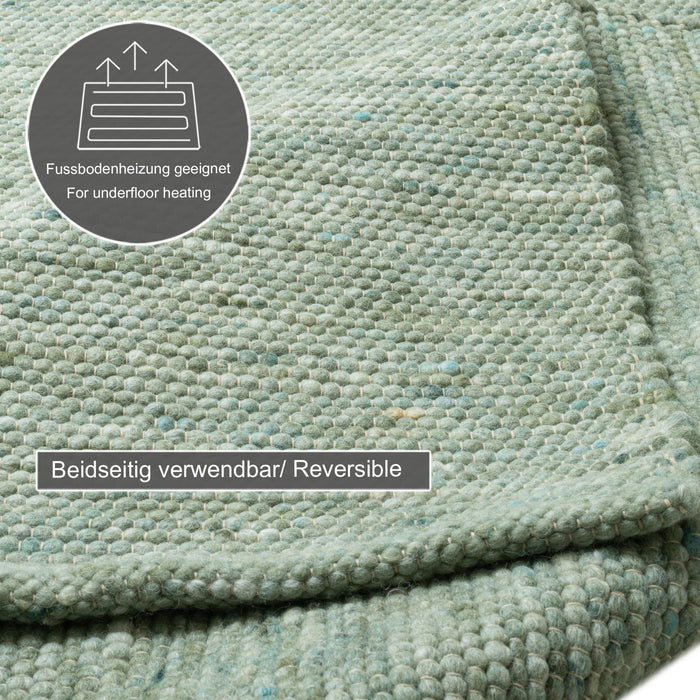 Theko Handgeweven wollen tapijt Alpen 190x250 cm - Groen