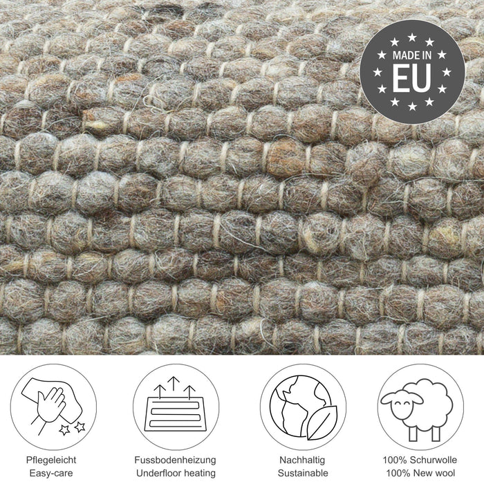 Theko Handgeweven wollen tapijt Alpen 40x60 cm - Bruin