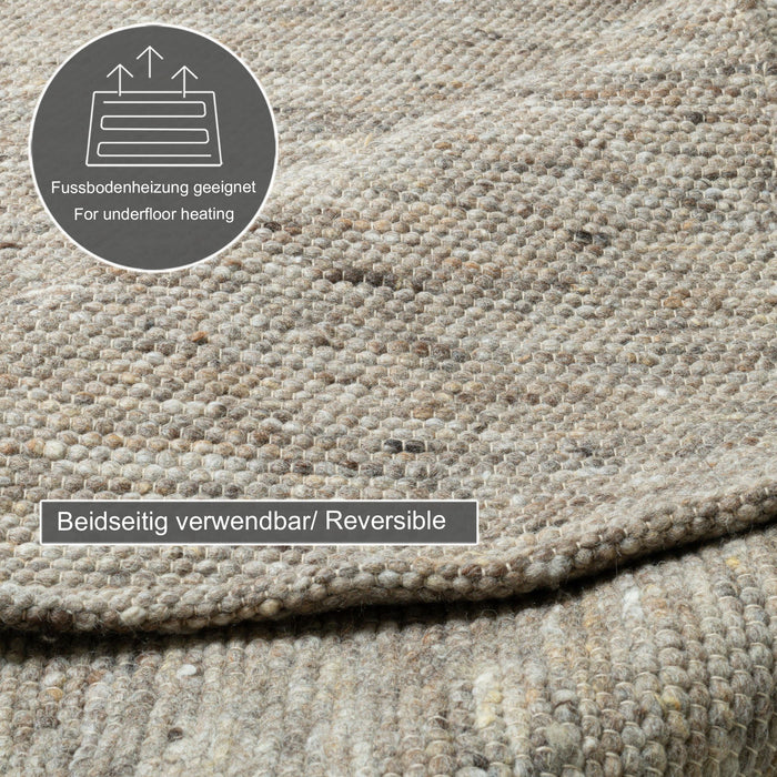 Theko Handgeweven wollen tapijt Alpen 190x290 cm - Bruin