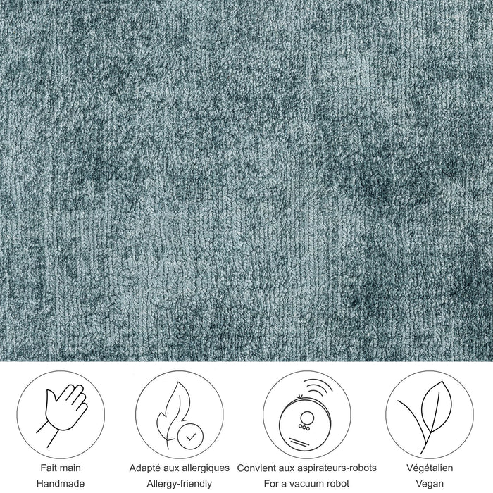 Theko handgeweven viscose tapijt Star 40x60 cm - Lichtturkoois