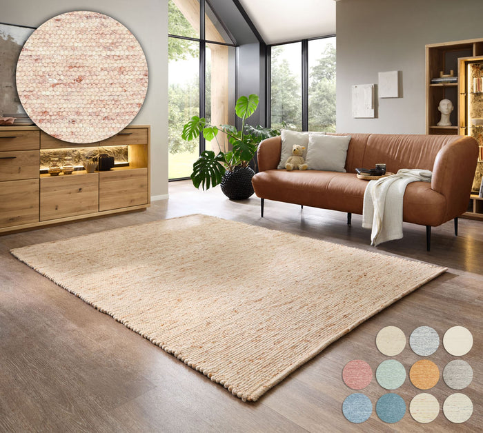 Theko Handgeweven wollen tapijt Alpen 190x250 cm - Donkerbeige