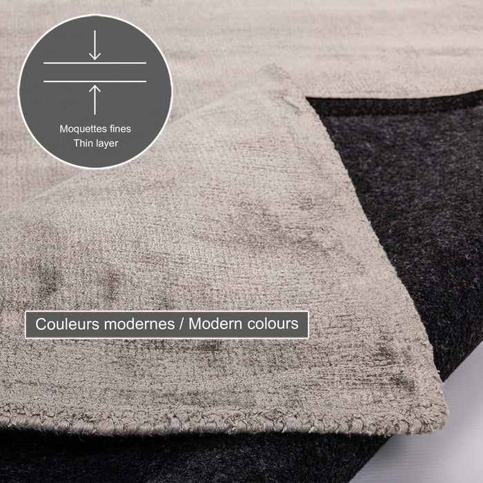 Theko handgeweven viscose tapijt Star 40x60 cm - Grijs