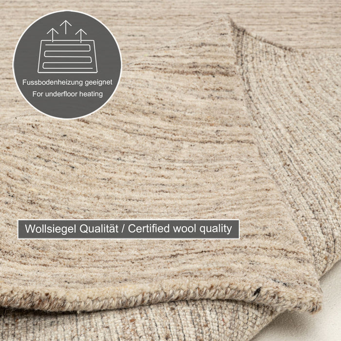 Theko Handgeweven wollen tapijt Pure 140x200 cm - Beige