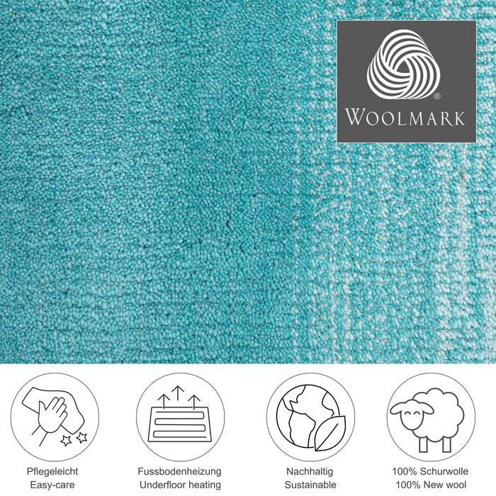 Theko Tapijt met kleurverloop Wool Comfort 140x200 cm - Turquoise